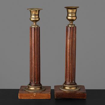 90. A pair of late Gustavian late 18th century candlesticks.