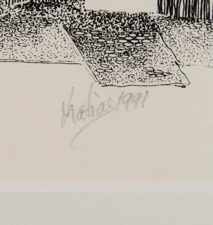 MATIAS (MATIAS VÄLINEN), värilitografiat, 2 kpl, signeeratut, päivätyt 1991 sekä numeroidut 85/90 ja 18/20.