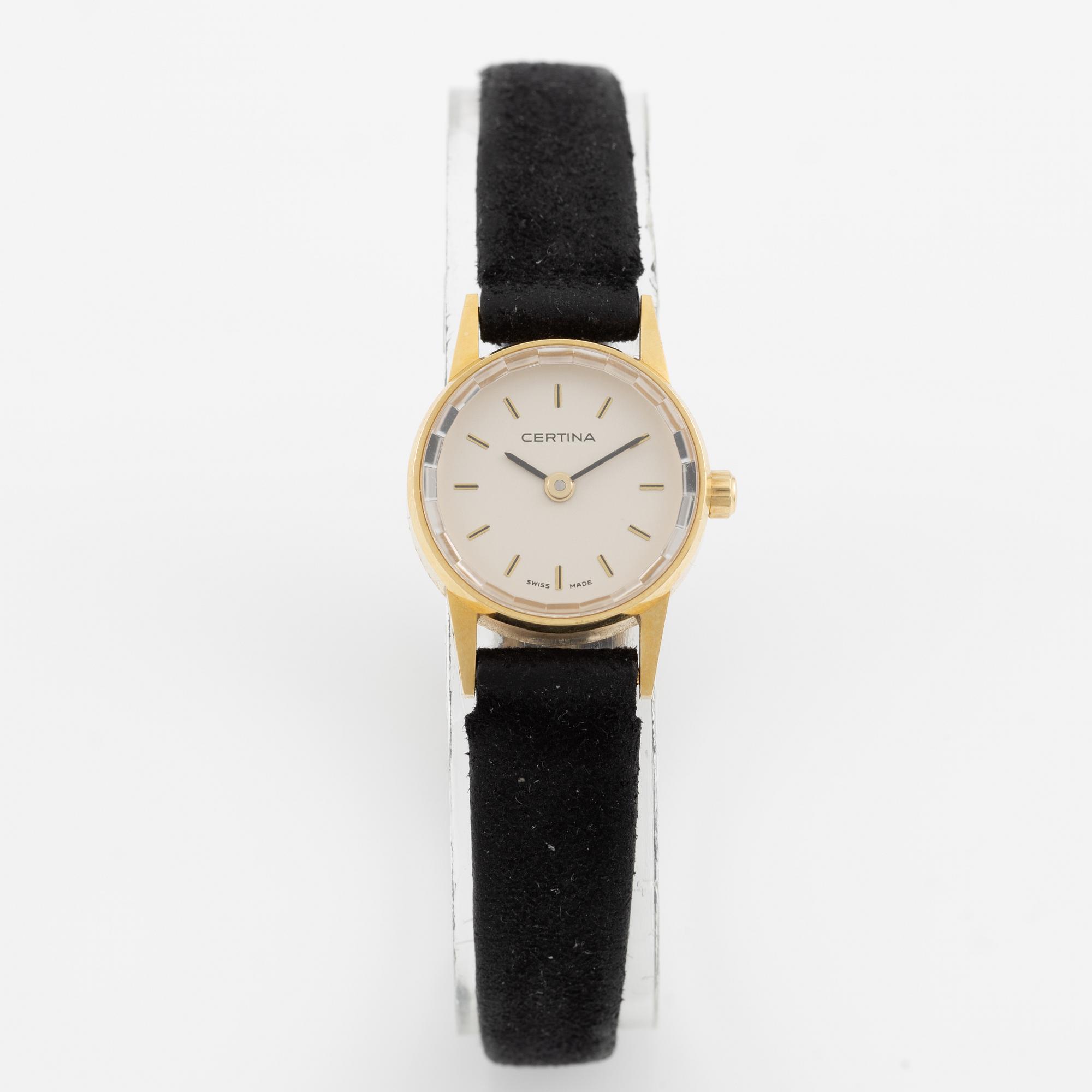 Certina, wristwatch, 18K gold, 19 mm.