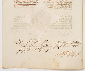 Aktiebrev, Ahlingsåhs Manufaktur Werk (Manufactur-Societet), No 43, 1728.