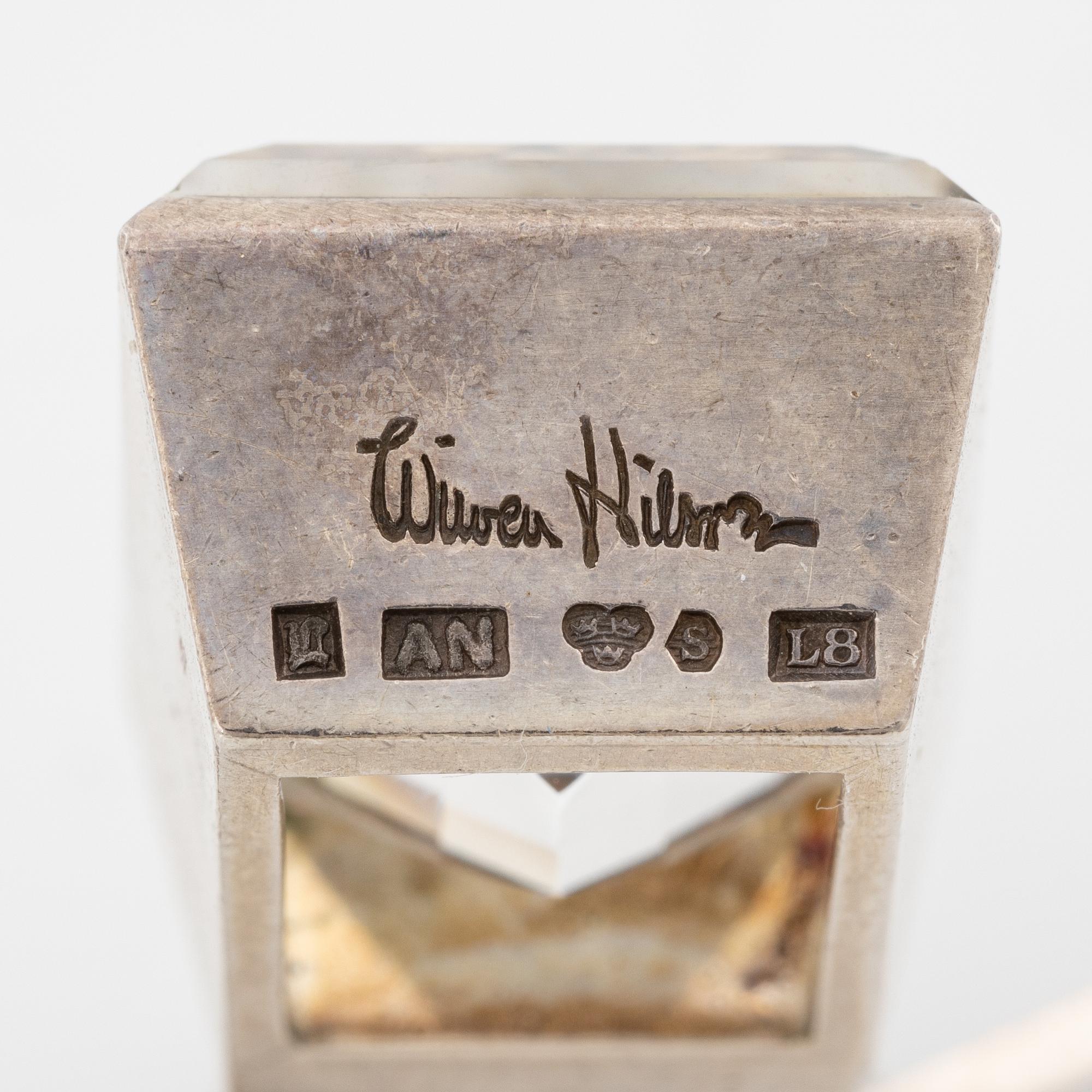 Wiwen Nilsson, hängsmycke, silver med fasettslipad bergkristall, Lund, 1937.