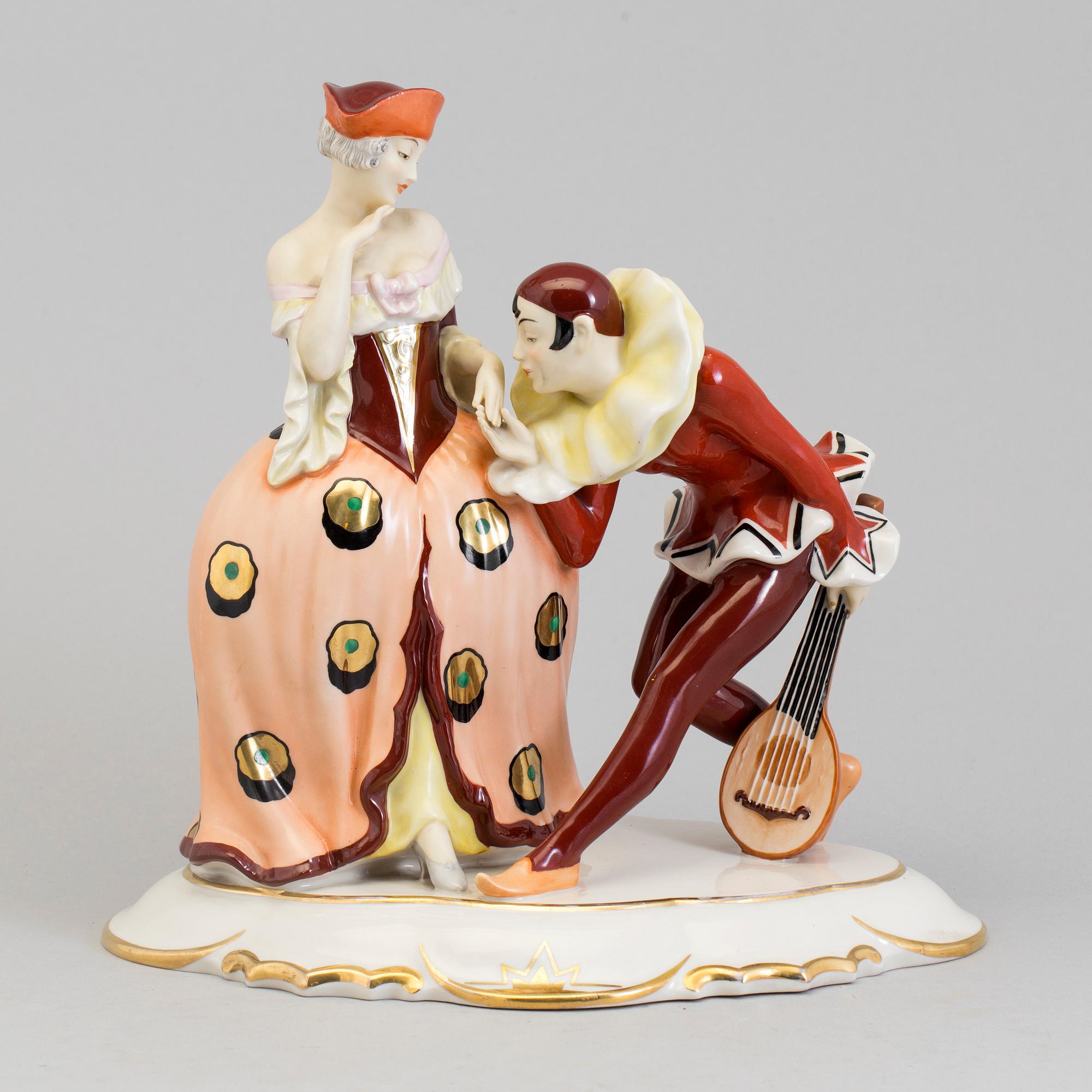 FIGURGRUPP, porslin, Royal Dux, Tjeckien, 1920/30-tal.