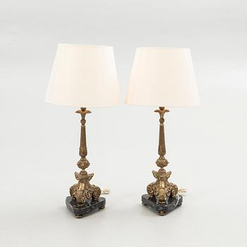 Bordslampor, ett par, Louis XV-stil, Frankrike, 1900-tal.