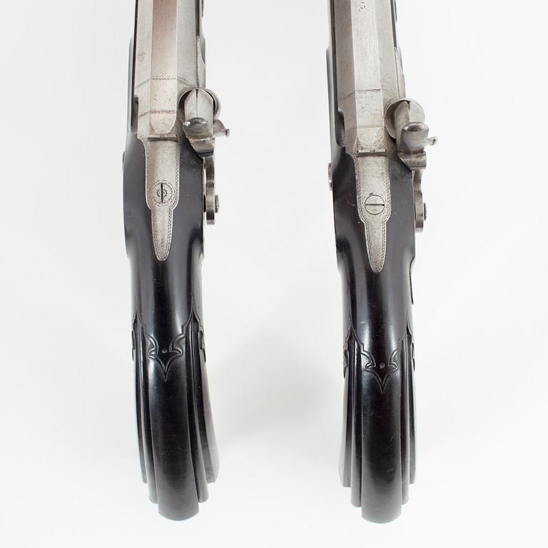 Slaglåspistoler, ett par, franska av Lepage-Moutier, 1840-tal.