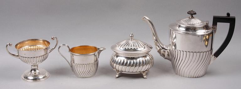 KAFFESERVIS, 4 delar, nysilver. A.G Dufva. 1900-tal.