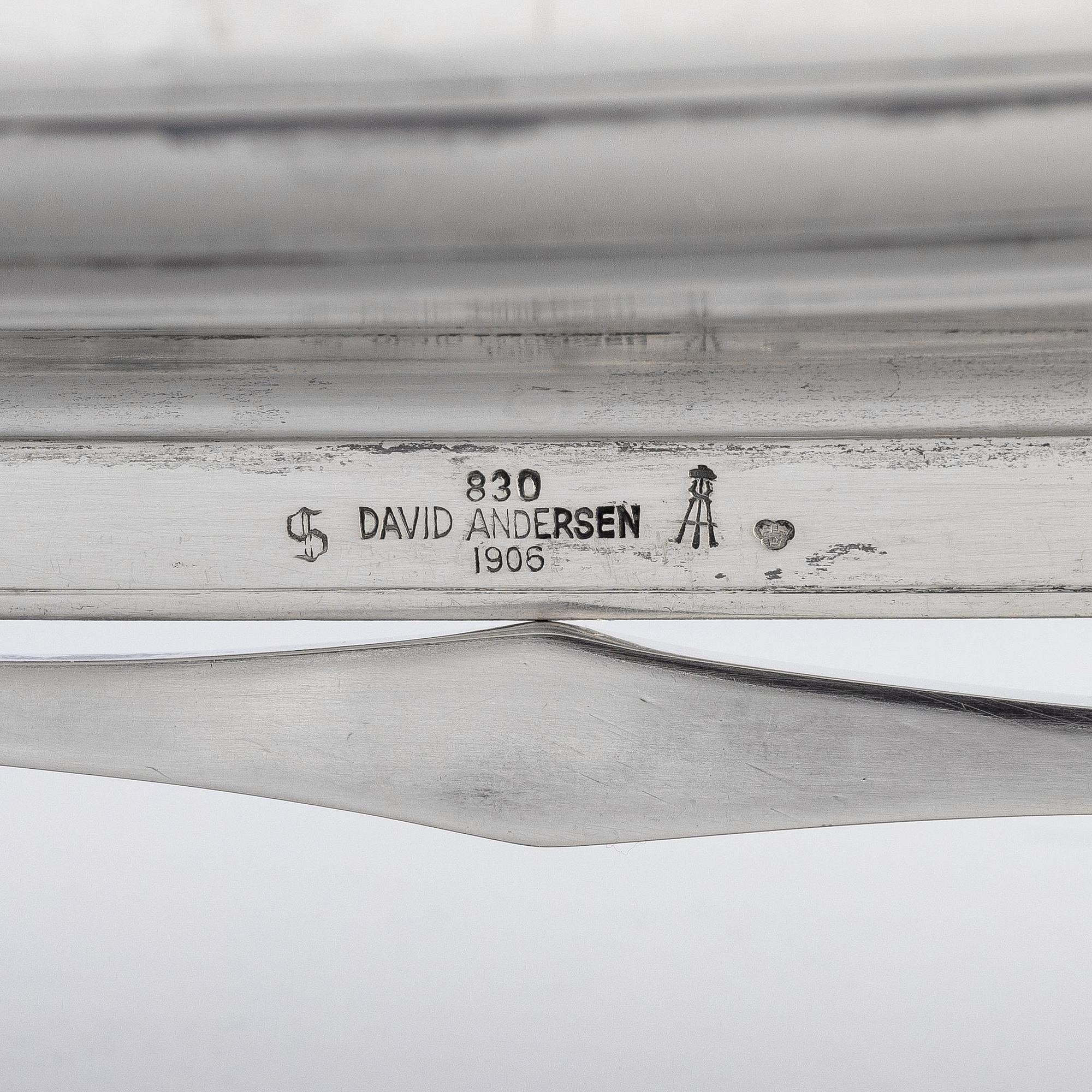 David Andersen, vikingaskepp, ett stort samt två mindre, silver, Norge, tidigt 1900-tal.