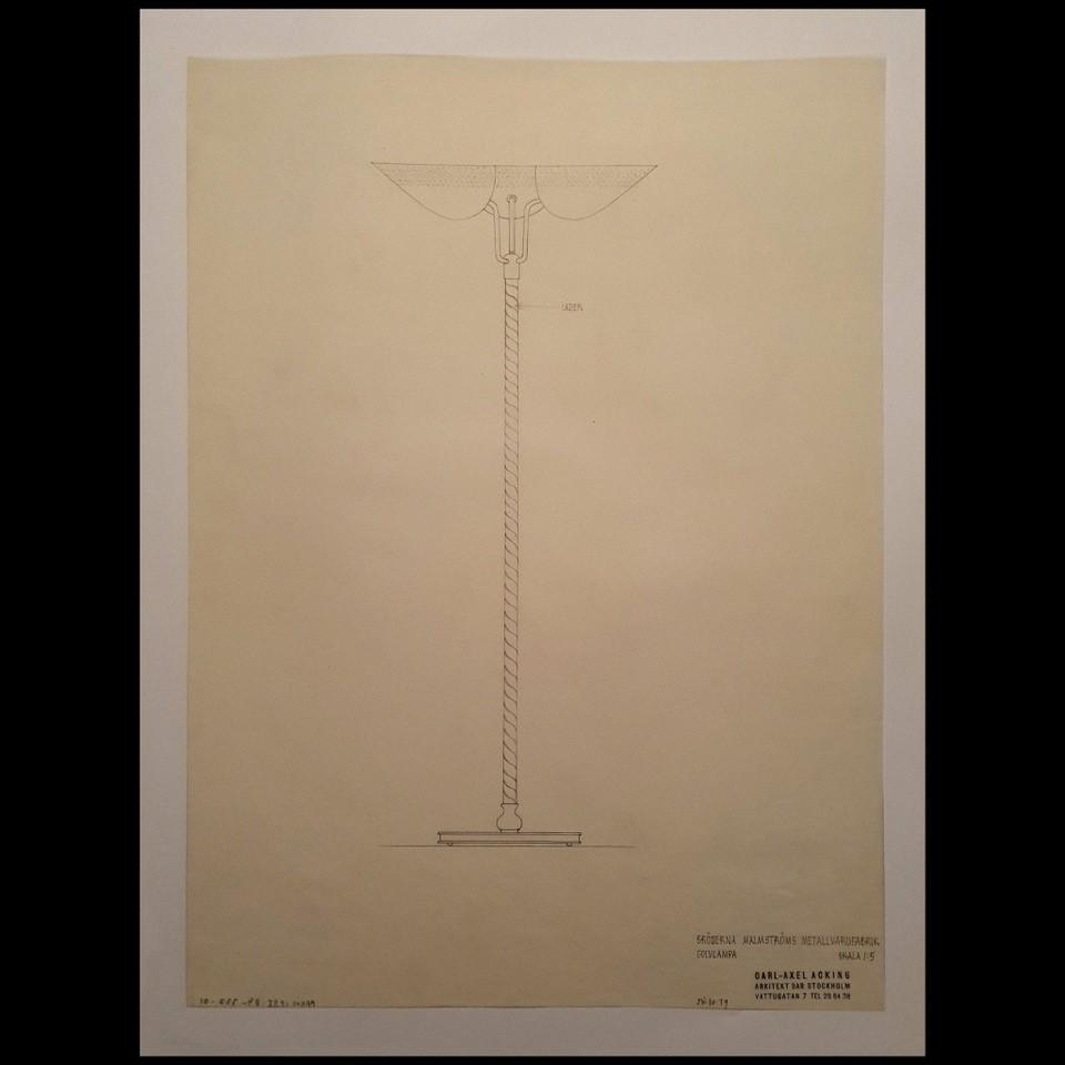 Carl-Axel Acking, a brass floor lamp model "2645", Bröderna Malmströms Metallvarufabrik, Malmö, 1940s-50s.