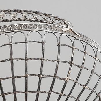 Anders Lundqvist, bread basket on foot, silver, Stockholm 1824.