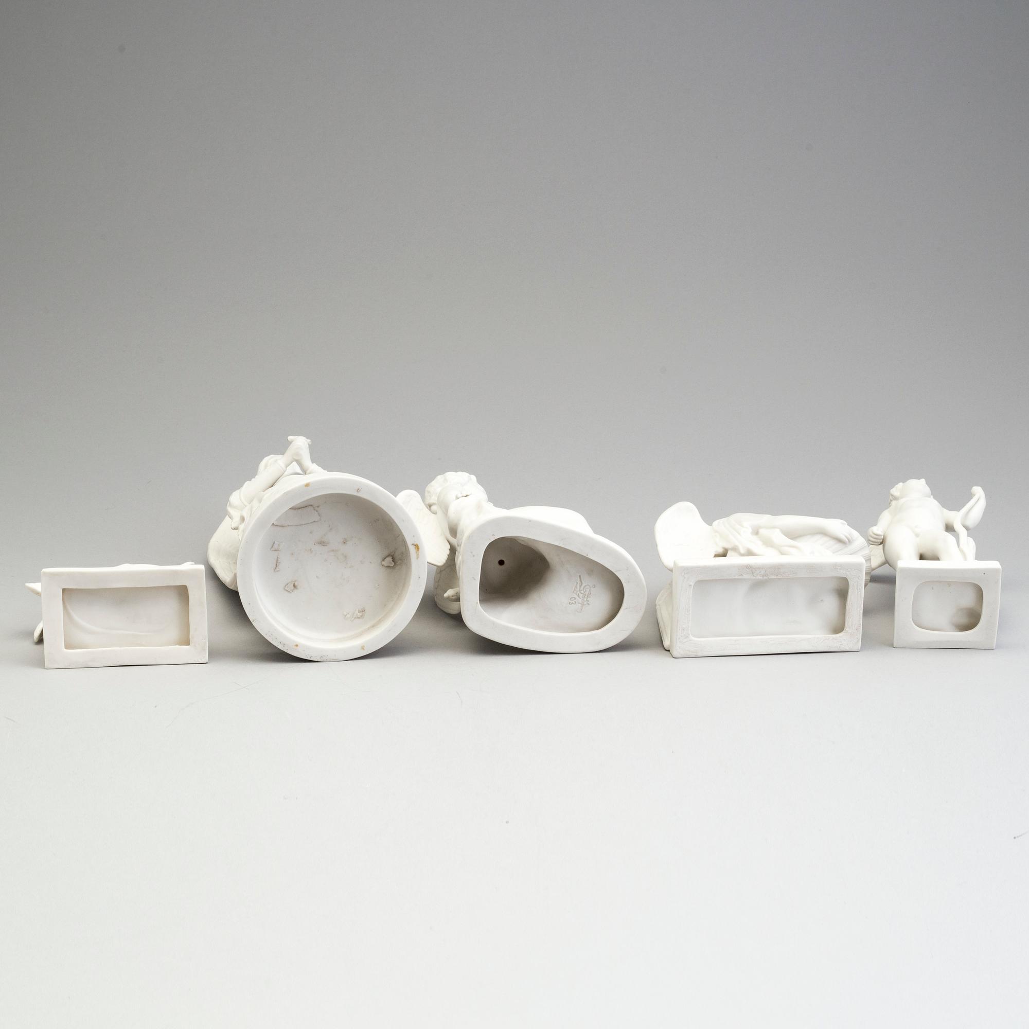 FIVE PARIAN FIGURES, Gustafsberg, early 20th century.