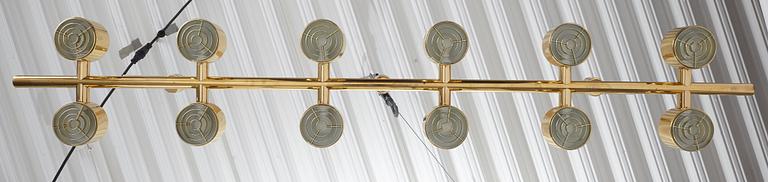 Hans-Agne Jakobsson, a 12 lights brass ceiling lamp, model 746/12, Markaryd, Sweden, 1960-70's.