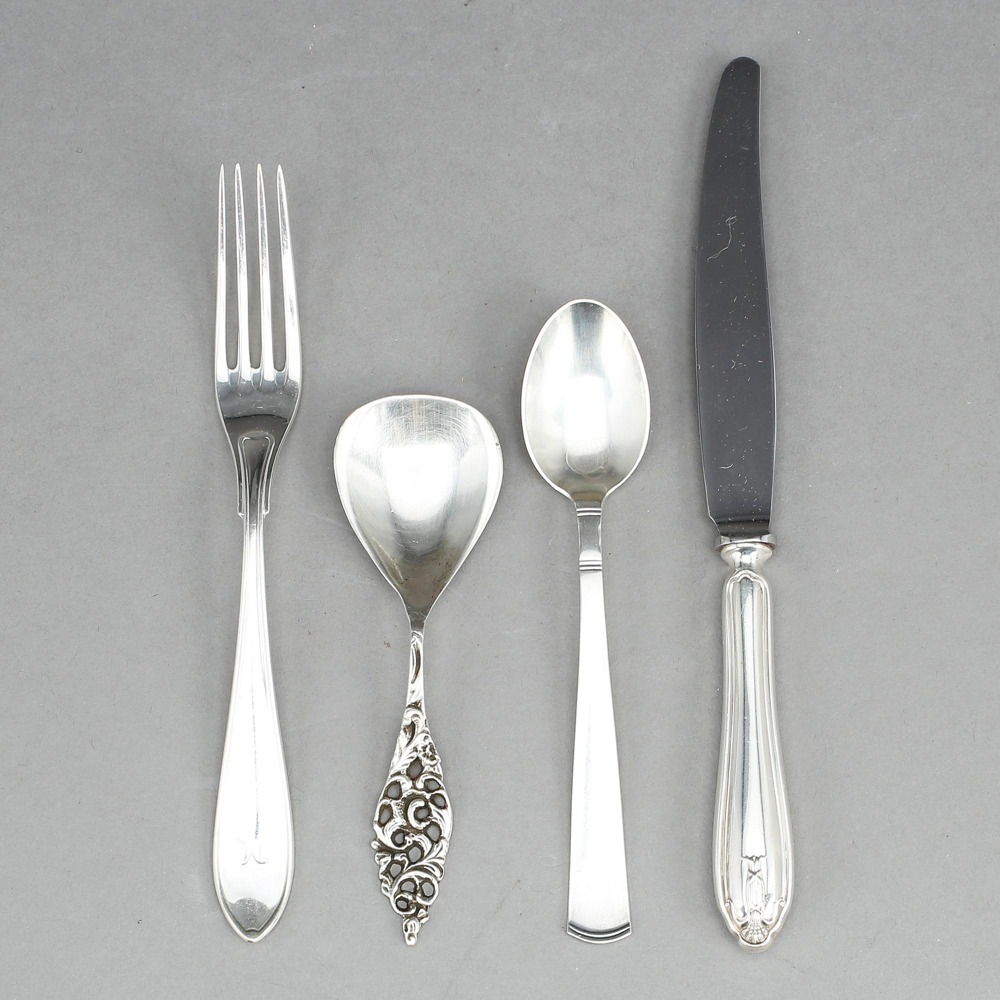 PARTI BESTICK, 27 delar,  silver, bla GAB, Stockholm, 1963. Total vikt ca 404g.