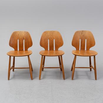 Three 'J 67' oak chairs by Ejvind A. Johansson, 1960's.