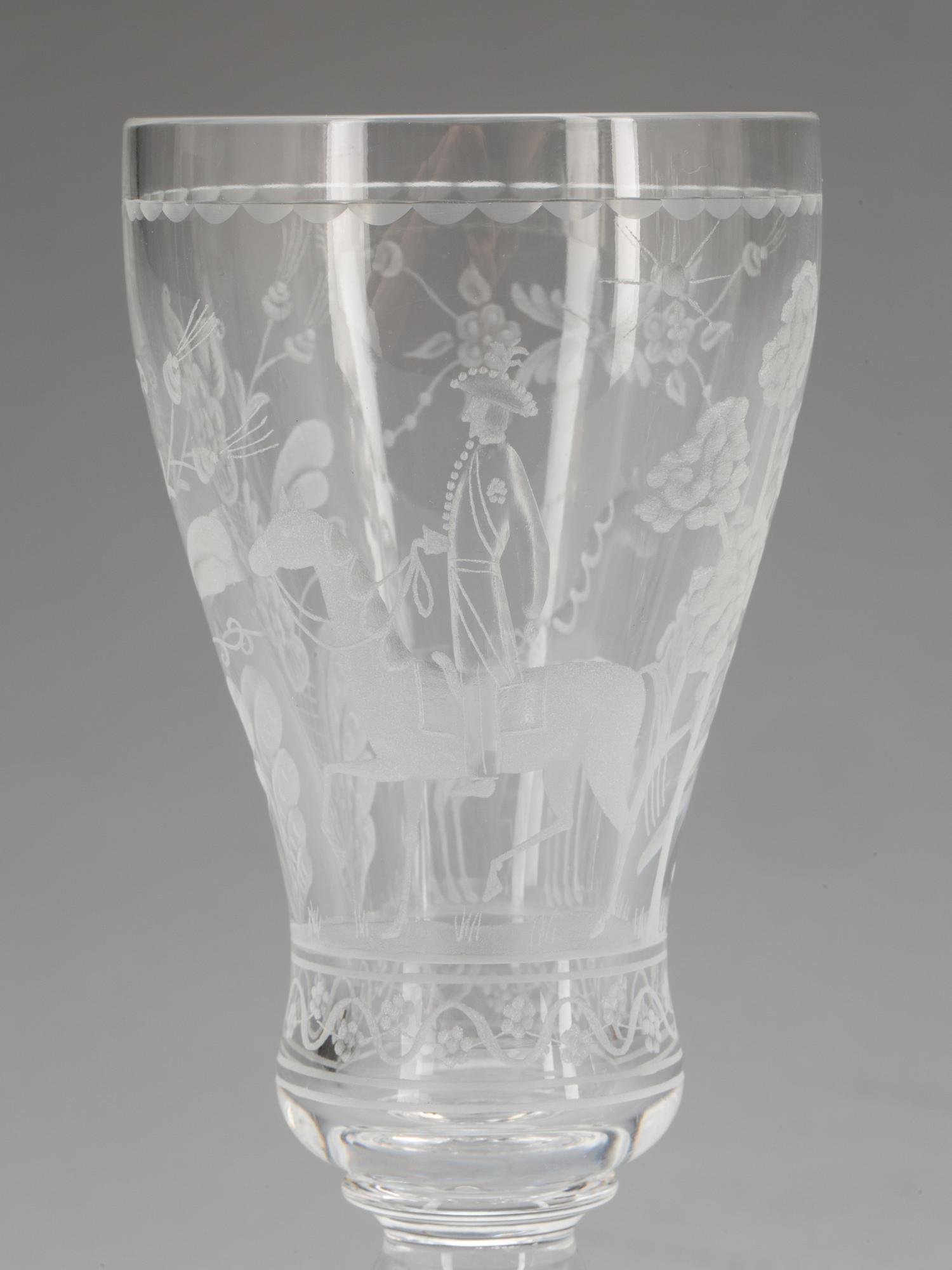 VINGLAS, 3 st. Glas, Kosta. "Dalecarlia", design Vicke Lindstrand 1962-65.