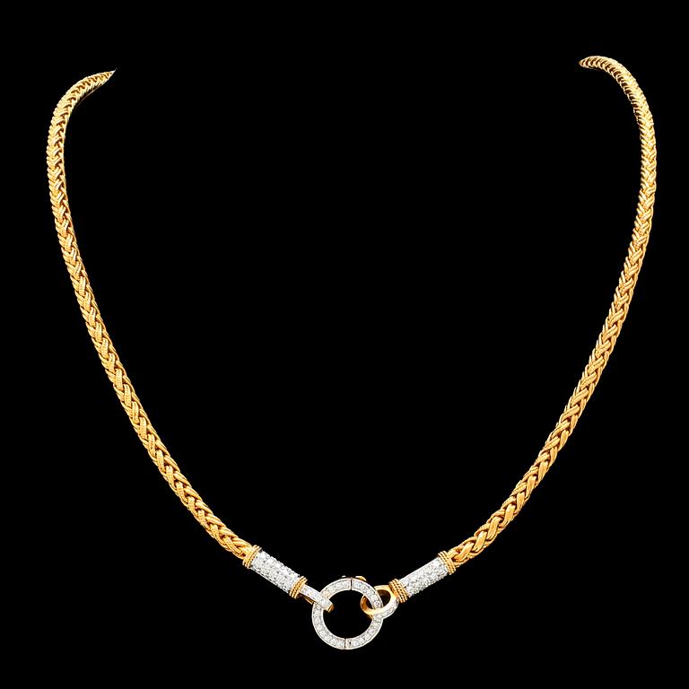 Collier 22K guld med runda briljantslipade diamanter.