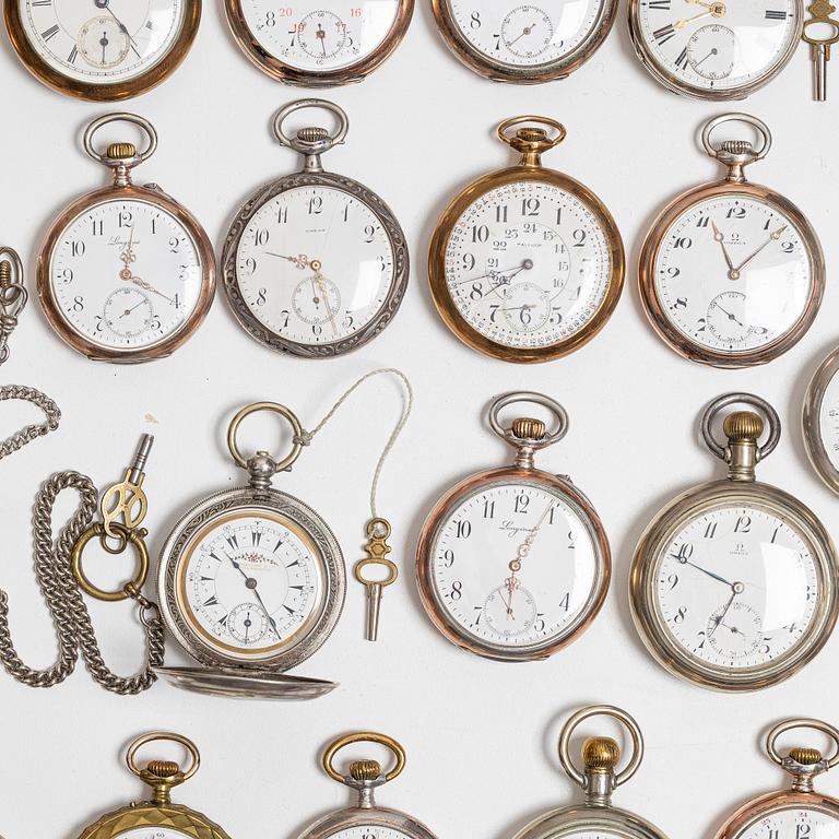Collection of pocket watches, 63 pieces, "No reserve", various materials.