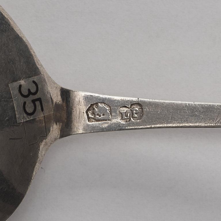 A Swedish 18th century parcel-gilt silver spoon, mark of Lars Pihl, Västervik (1730-1755).