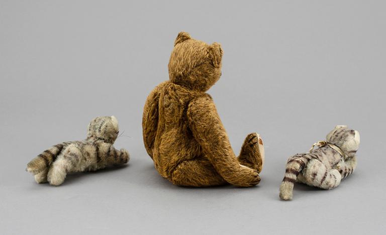 GOSDJUR, 3 st, Steiff, 1900-talets mitt.