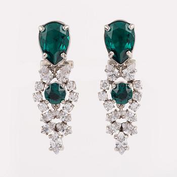 Prada, a pair of clip-on rhinestone and strass earrings.