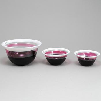 ERIK HÖGLUND, three glass bowls from Strömbergshyttan.