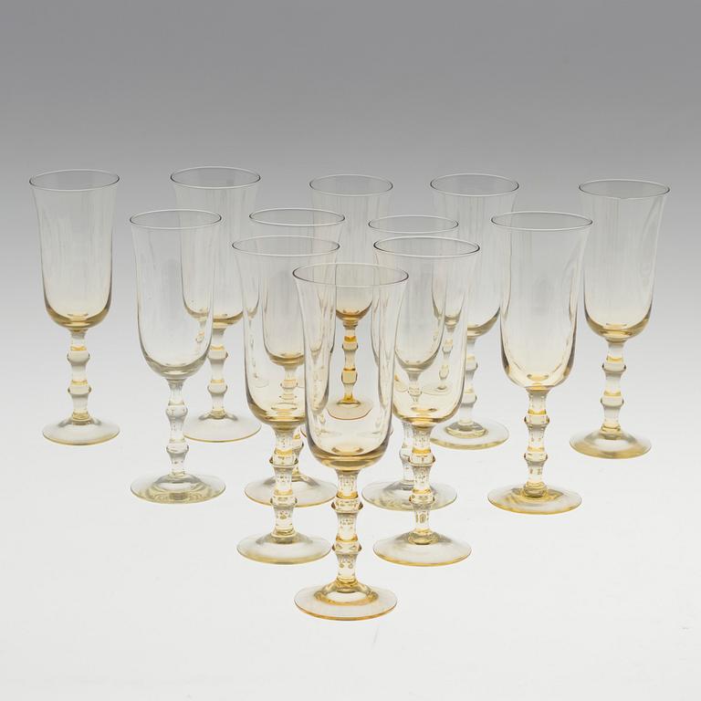 SIMON GATE, 12 'Salut' champagne glasses form Orrefors Sandvik.