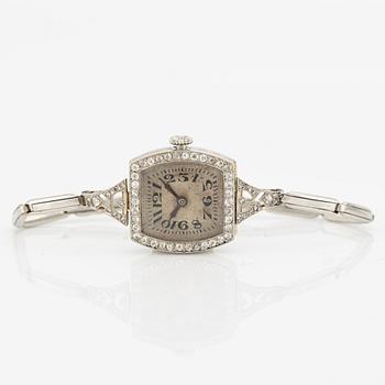 Wristwatch, platinum with old-cut and rose-cut diamonds, Art Deco.