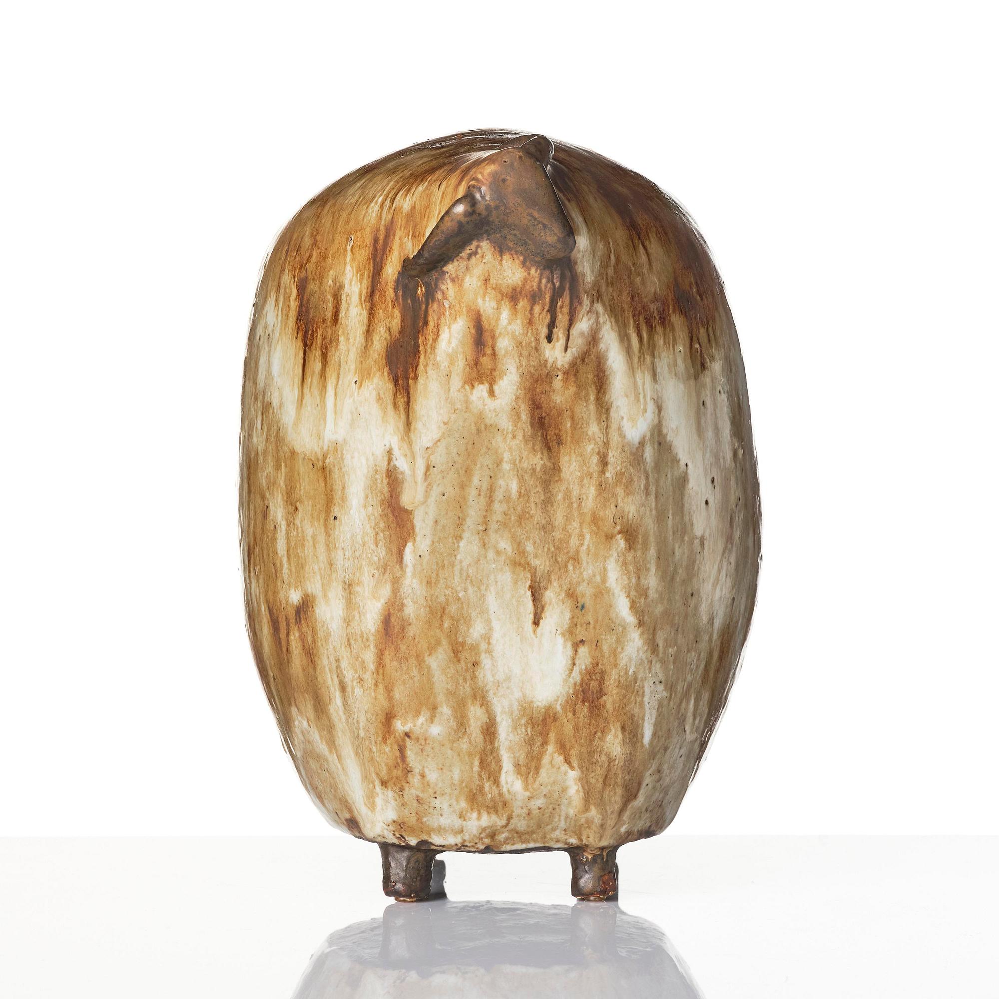 Åke Holm, skulptur, stengods, bagge, Höganäs 1950-tal.