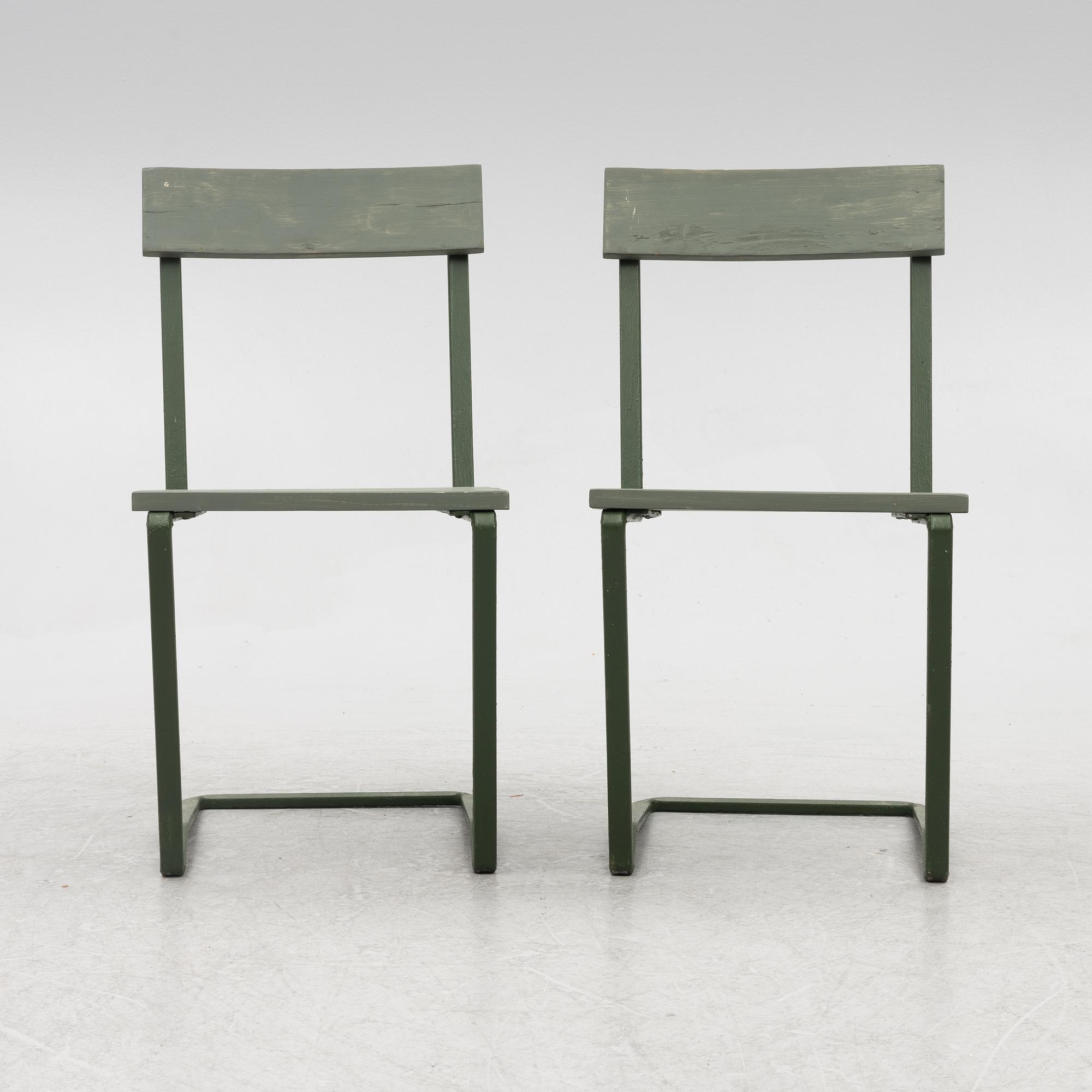 Garden chairs, a pair, 1930s-40s.