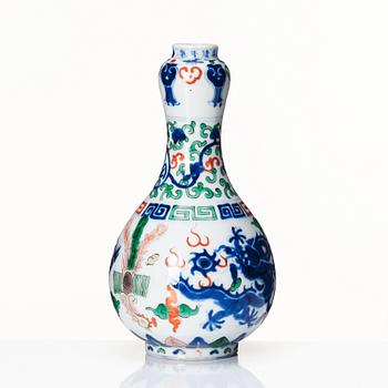 A doucai vase, late Qing dynasty with a Jiajing mark.