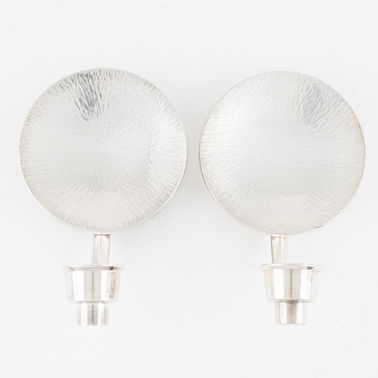 Eric Löfman, a pair of silver sconces, MGAB, Uppsala, Sweden, 1972.