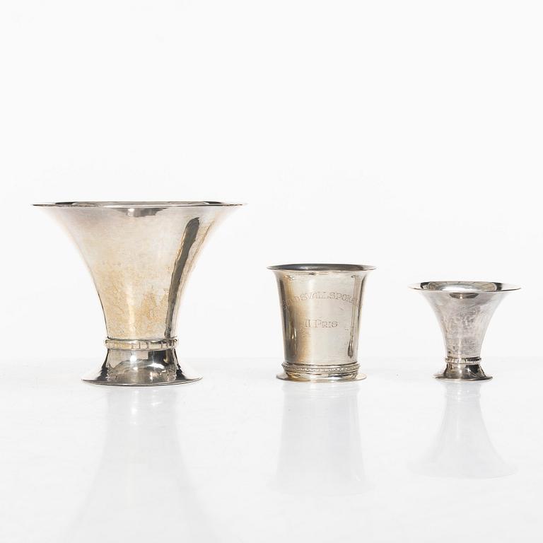 Bägare, 6 st, silver, mestadels GAB, 1900-tal.