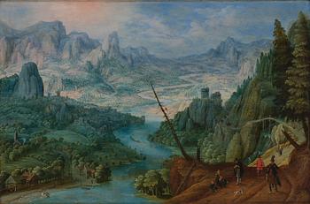 629. Tobias Verhaecht, River landscape with figure staffage.