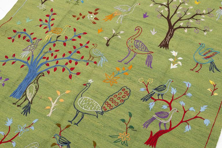A hand-embroidered Kilim rug, c. 200 x 150 cm.