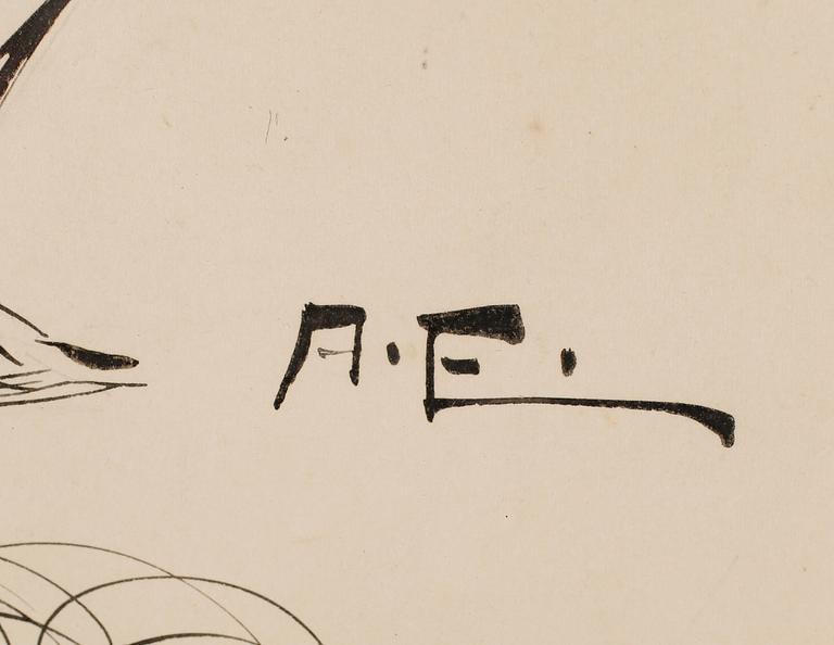 ALBERT EDELFELT, tusch, monogramsignerad. AE.
