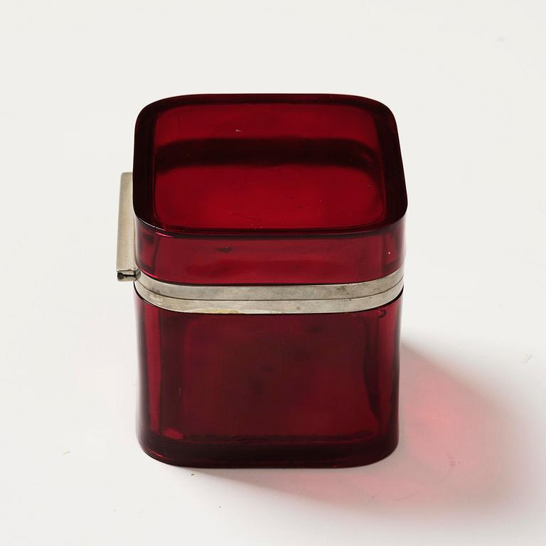 Josef Frank, a pewter mounted red-tinted glass box, Firma Svenskt Tenn.