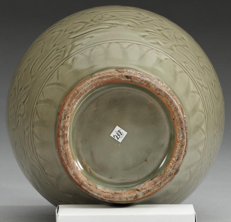 A celadon jar, early Ming dynasty (1368-1644).