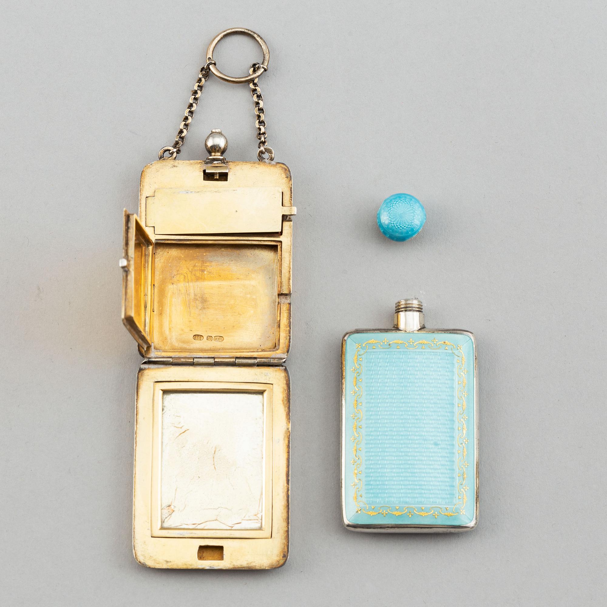 Five silver and enamel accessories, including David Andersen, Norway early 20th century.