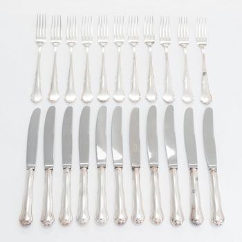 A 24-piece 'Chippendale' silver cutlery set,  Turku and Helsinki, mainly from the 1980s, also 1960 and 1962.