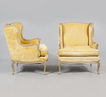 BERGÈRER, ett par, rokokostil, 1900-talets mitt.