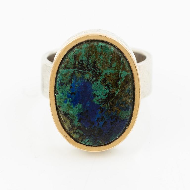 Anders Högberg, ring, sterlingsilver med grön/blå sten, Göteborg 1987.