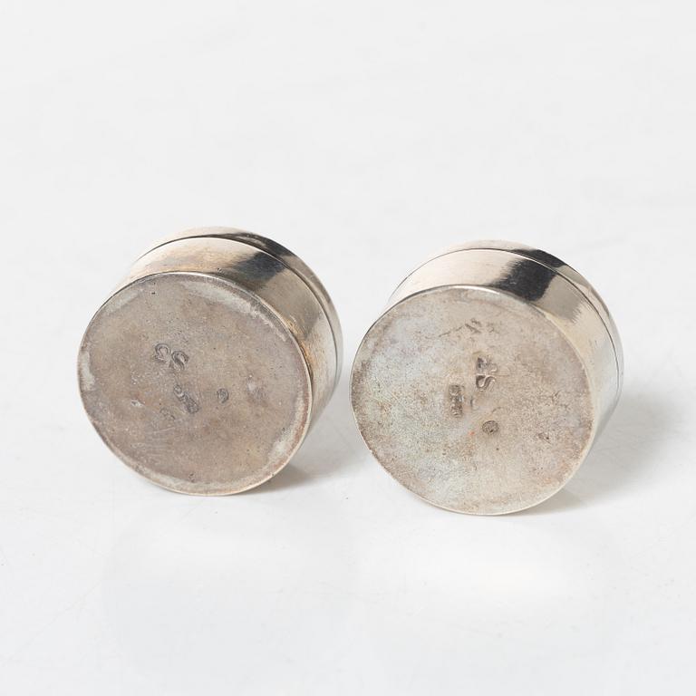 Four Swedish silver boxes, 19th century, most with mark of JP Grönvall, Stockholm.