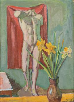 Sam Vanni, Still Life with Statue and Narcissus.