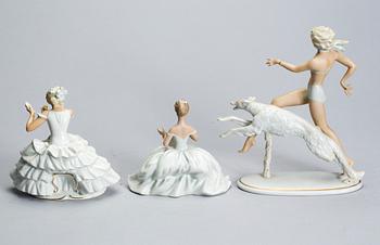FIGURINER, 3 st, porslin, Schaubach och Wallendorf.