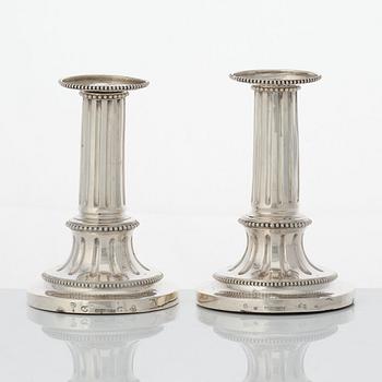 A pair of Swedish Gustavian travel candlesticks, mark of Johan Henrik Schvart, Karlskrona 1789.