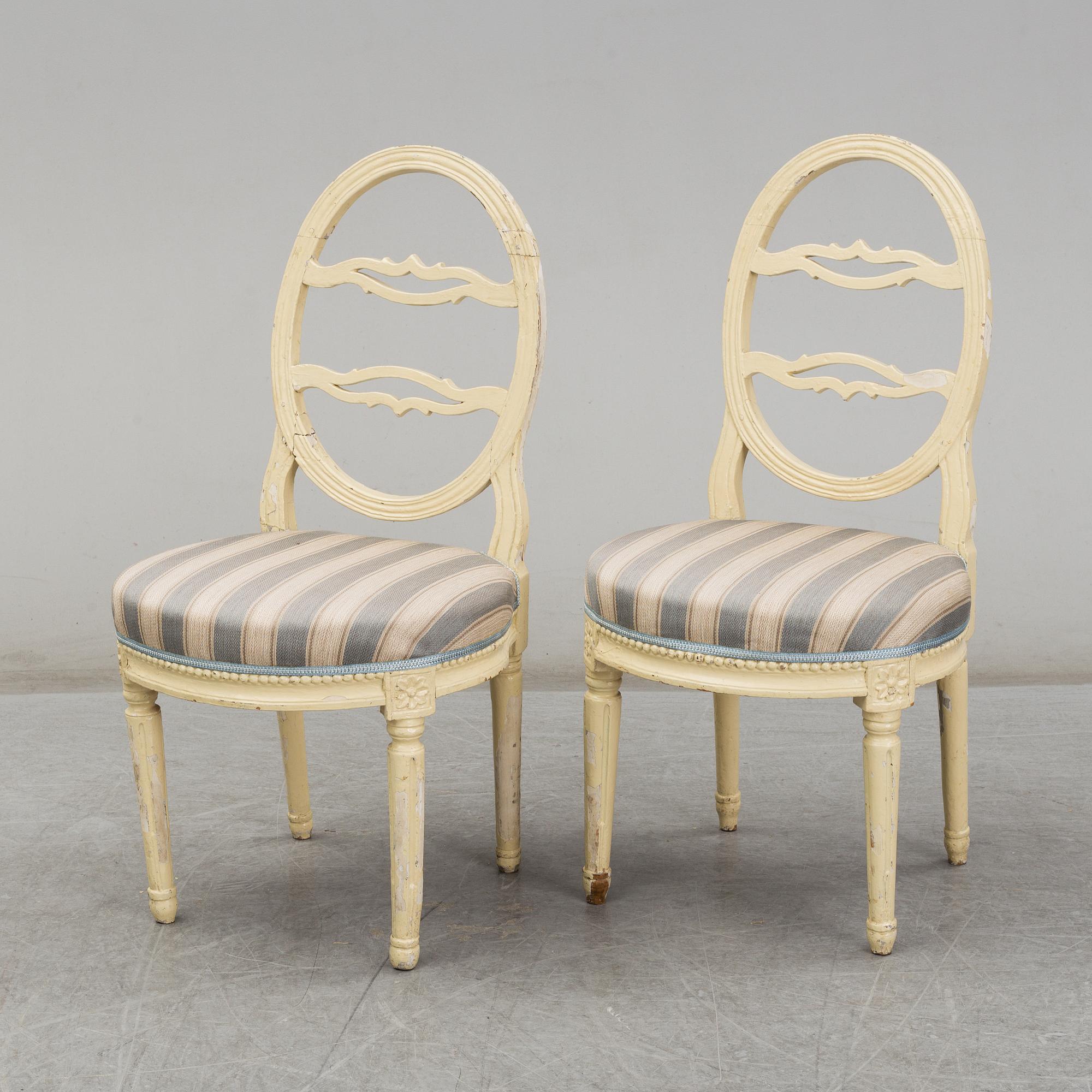 Five late 18th century Gustavian chairs.