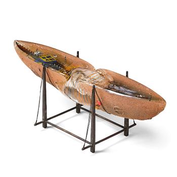 31. Bertil Vallien, a unique sand cast glass sculpture of a boat, Kosta Boda, Sweden, 1980s.