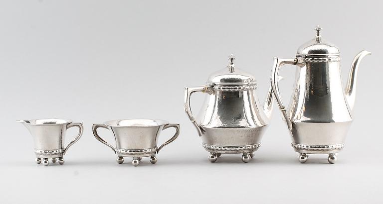 KAFFESERVIS, 4 delar, silver, K Anderson, Stockholm 1918. Vikt ca 1741 gram.