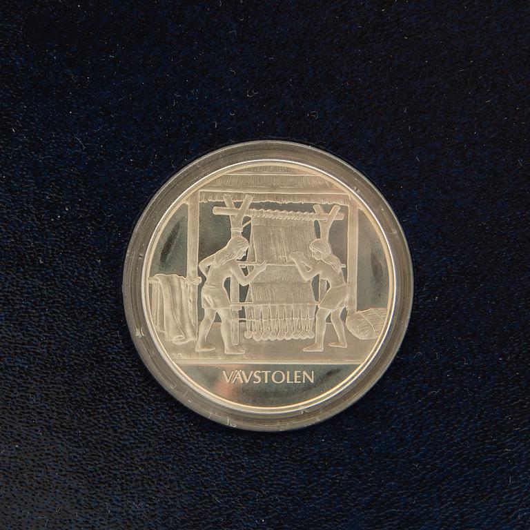 Minnesmyntsamling, 100 st, sterlingsilver, "Mänsklighetens 100 största uppfinningar", Franklin Mint.