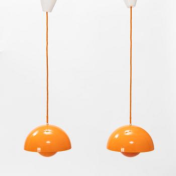 A pair of 'Flowerpot' pendant lamps by Verner Panton.