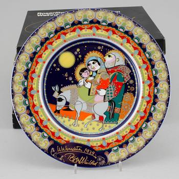 Ten porcelain plates by Björn Wiinblad for Rosenthal, second half of the 20th century.