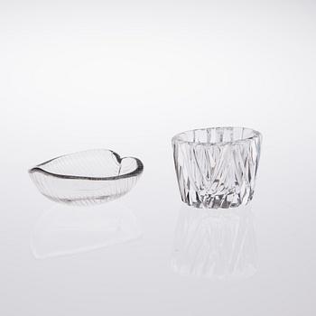 TAPIO WIRKKALA, SKÅLAR, 2 st, glas, signerade Tapio Wirkkala Iittala.